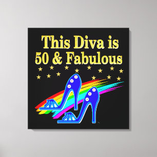 50E VERJAARDAG FABULOUS DIVA DESIGN CANVAS AFDRUK