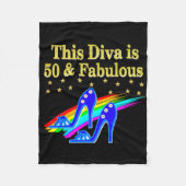 50E VERJAARDAG FABULOUS DIVA DESIGN FLEECE DEKEN (Voorkant)