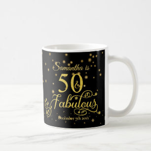 50e verjaardag Fabulous Gold Glitter Stars Koffiemok