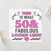 50e verjaardag Fabulous Kaart (Voorkant / Achterkant in situ)
