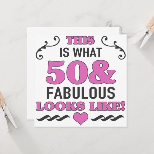 50e verjaardag Fabulous Kaart (Voorkant / Achterkant in situ)