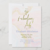 50e verjaardag Fabulous Pink Blue Gold Marble Kaart (Voorkant)