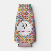 50e verjaardag Fabulous Pink Modern Circles Flesjeskoeler (Voorkant)