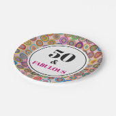50e verjaardag Fabulous Pink Modern Circles Papieren Bordje (Gekanteld)