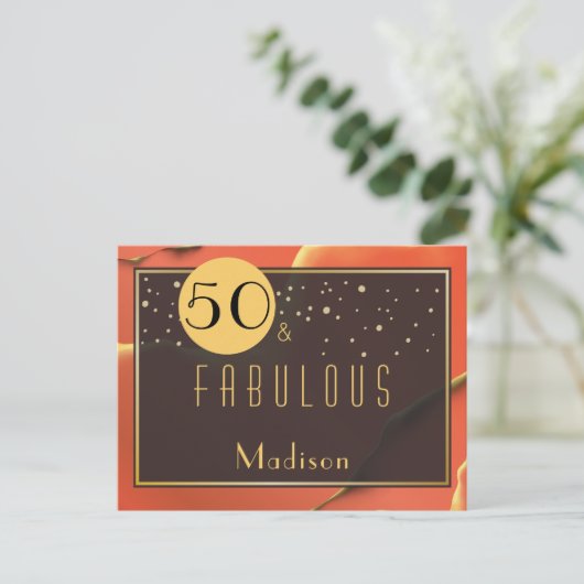 50e verjaardag Fabulous Tomaat Rood Briefkaart (Staand voorkant)