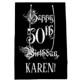 50e verjaardag: Fancy, elegant script + aangepaste Medium Cadeauzakje (Achterkant)