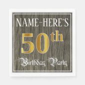 50e verjaardag — Faux Gold & Faux Wood Servet (Voorkant)