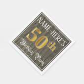 50e verjaardag — Faux Gold & Faux Wood Servet (Hoek)