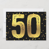 50e verjaardag Faux Gold Foil Confetti Black Kaart (Voorkant)