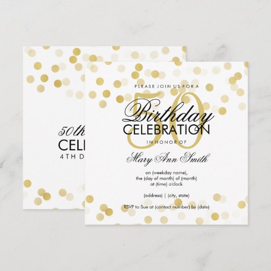 50e verjaardag Faux Gold Foil Glitter Lichten Kaart (Voorkant / Achterkant)