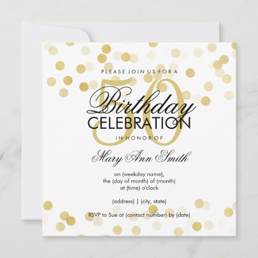 50e verjaardag Faux Gold Foil Glitter Lichten Kaart (Voorkant)