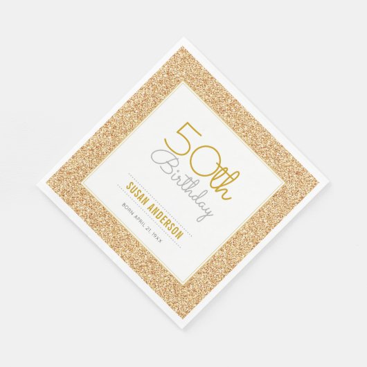 50e verjaardag Faux Gold Glitter Servetten (Hoek)