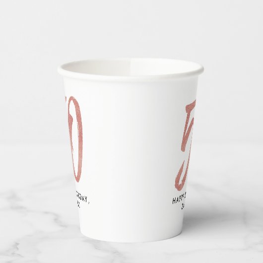 50e verjaardag faux roos goud glitter gepersonalis papieren bekers (Links)