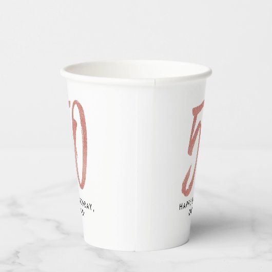 50e verjaardag faux roos goud glitter gepersonalis papieren bekers (Rechts)