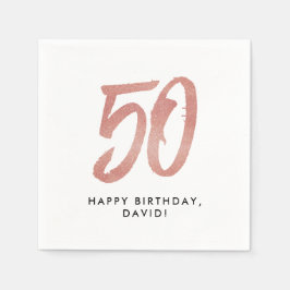50e verjaardag faux roos goud glitter gepersonalis servet