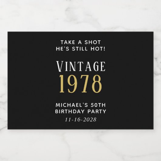 50e verjaardag Favor Black Likeurfles Etiket (Enkel label)