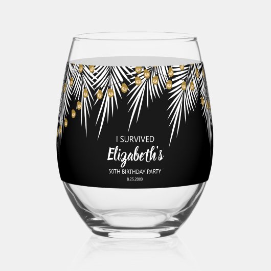 50e verjaardag Favor Drinkware Set Wijnglas Zonder Voet (Achterkant)