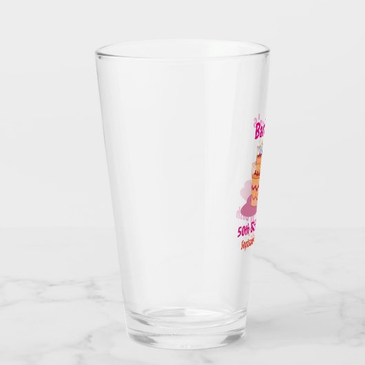 50e verjaardag Favor Pink Cake Beer Pint Glas (Rechts)