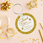 50e verjaardag Favors Gold Glitter Hartelijk dank Sleutelhanger<br><div class="desc">50ste verjaardag dank je wel cadeautje sleutelhanger in de klas goudglitter lijst en goudtypografie .</div>