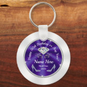 50e verjaardag Favors, Paars, zilver, wit Sleutelhanger (Voorkant)