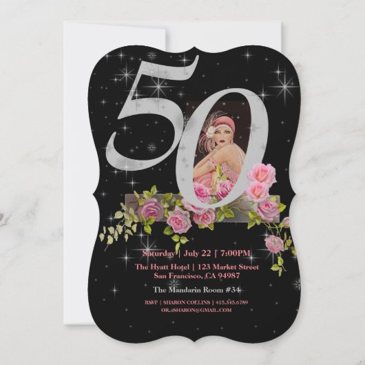 50e verjaardag feest art deco design verjaardag kaart (Achterkant)