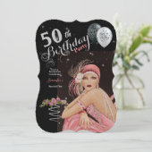50e verjaardag feest art deco design verjaardag kaart (Staand voorkant)