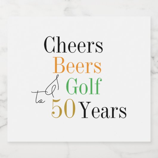 50e verjaardag feest golf juichen bieren bier etiket (Enkel label)