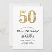 50E VERJAARDAG FEEST INVITE moderne gouden glitter Kaart (Voorkant)