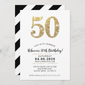 50E VERJAARDAG FEEST INVITE moderne gouden glitter Kaart (Voorkant / Achterkant)