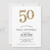 50E VERJAARDAG FEEST INVITE moderne gouden glitter Kaart (Voorkant)