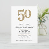 50E VERJAARDAG FEEST INVITE moderne gouden glitter Kaart (Staand voorkant)