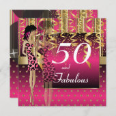 50e verjaardag Feest Meisjesfeest | Roze & Goud Kaart (Voorkant / Achterkant)