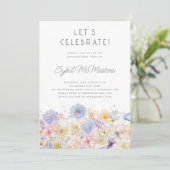 50e Verjaardag Feest Voorjaar Waterverf Bloemen Kaart (Staand voorkant)