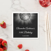 50e verjaardag feest zilveren discobal servet (Insitu)