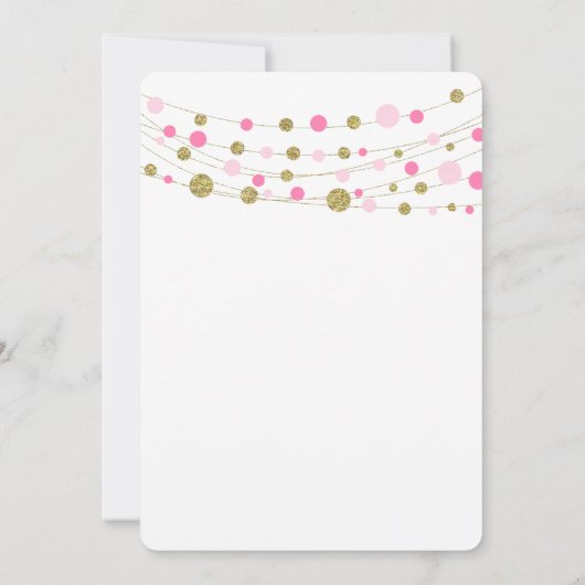 50e verjaardag feestuitnodiging, roze en goud kaart (Achterkant)