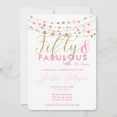 50e verjaardag feestuitnodiging, roze en goud kaart (Voorkant)