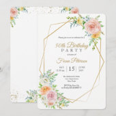 50e verjaardag feestuitnodiging voor haar kaart (Voorkant / Achterkant)