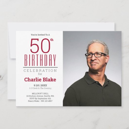 50e verjaardag feestviering foto kaart (Voorkant)