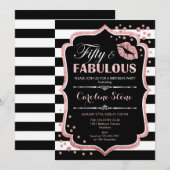 50e verjaardag - Fifty Fabulous Zwart Roos Goud Kaart (Voorkant / Achterkant)