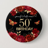 50e verjaardag Floral Butterfly Button (Voorkant)