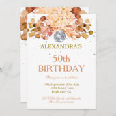 50e verjaardag Floral Disco Kaart (Voorkant / Achterkant)