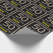 50e verjaardag: Floral Flowers Number, Custom Name Cadeaupapier (Hoek)