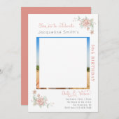 50e verjaardag Floral fotouitnodiging Kaart (Voorkant / Achterkant)