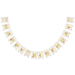 50e verjaardag Floral Gold Elegant Feminine Vlaggetjes
