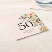 50e  verjaardag Floral Kartonnen Onderzetters (Schuin)