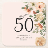 50e  verjaardag Floral Kartonnen Onderzetters (Voorkant)