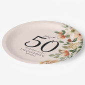 50e verjaardag Floral Papieren Bordje (Gekanteld)