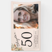 50e verjaardag Floral Pink Foto Spandoek (Verticaal)