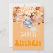 50e verjaardag Floral Sinaasappel Discobal Kaart (Achterkant)