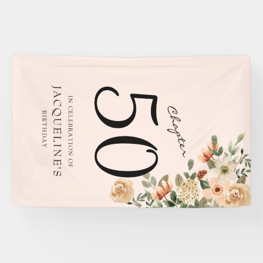 50e  verjaardag Floral Spandoek (Horizontaal)